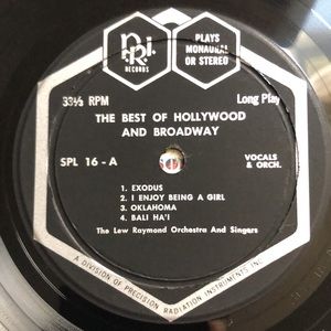 Lew Raymond The Best Of Hollywood And Broadway 7" 33 1/3 RPM Vinyl Record Ep